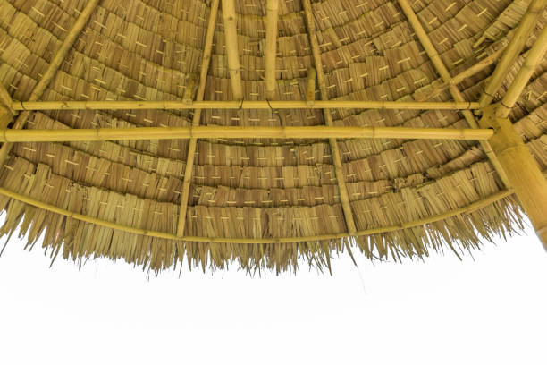 istock The wooden huts in a rice field View under the roof 923614628