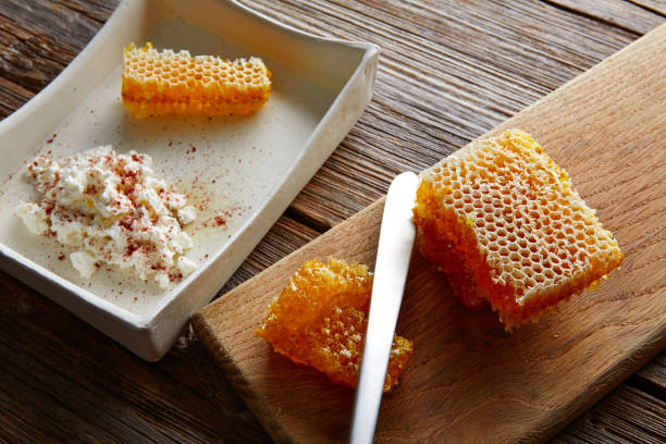 istock cottage cheese curd with Honey honeycomb 923614636
