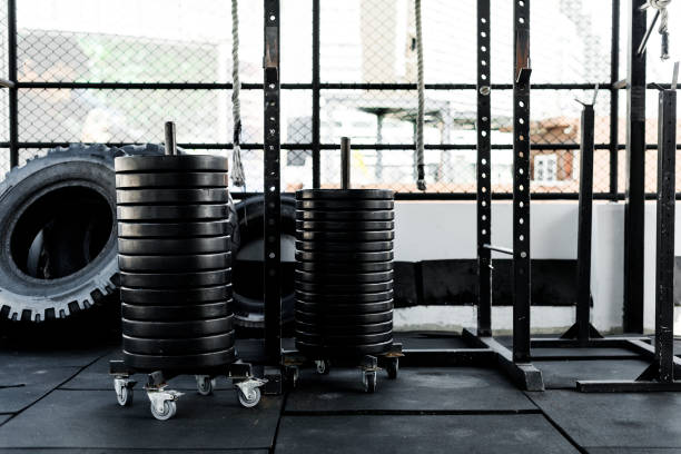 istock Fitness equipment in a gym 923616730