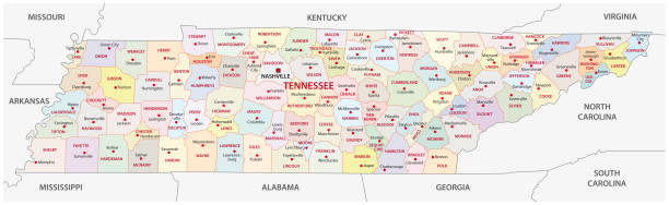 tennessee administrative and political map tennessee administrative and political vector map tennessee map stock illustrations