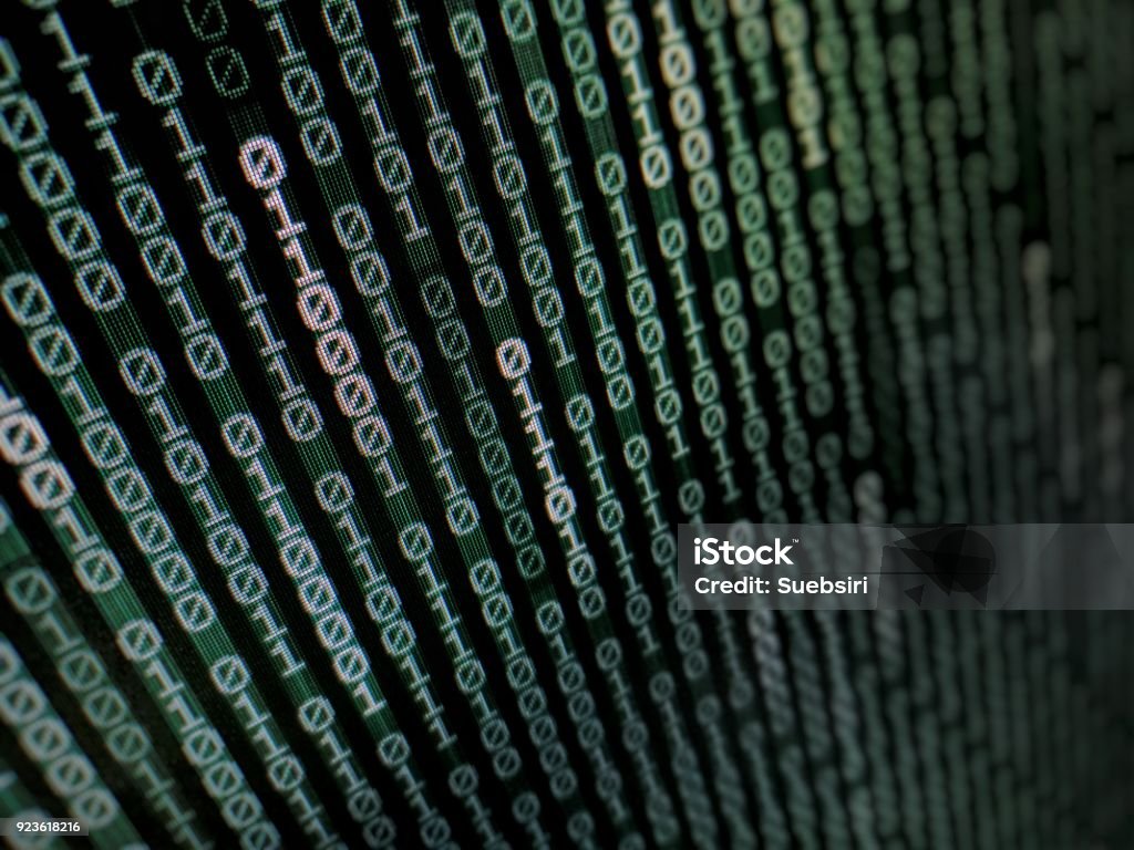 Binary Text Coding Background Moving Vertically On Dark Blue Green ...