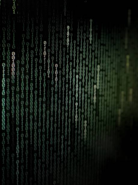 binarne tło kodowania tekstu poruszające się pionowo na ciemnoniebieskim zielonym tle kolorów o różnej grubości i przezroczystości. - computer language computer programmer coding computer software zdjęcia i obrazy z banku zdjęć