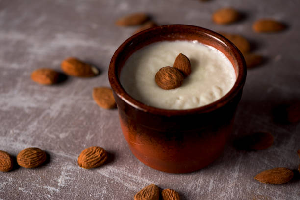 menjar blanc, tipico della catalogna, spagna - almond bowl ceramic food foto e immagini stock