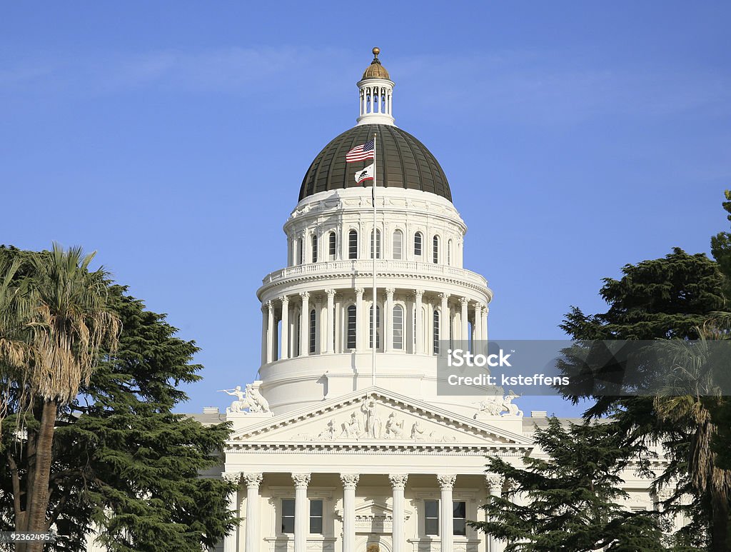 Capitol Flags over the State Building in Sacramento, California  California Stock Photo