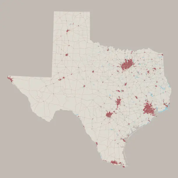 Vector illustration of Texas US State Road Map