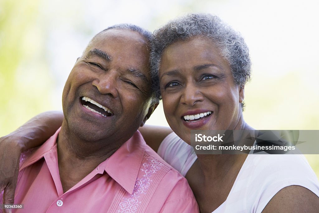 Senior couple relaxing outside  African-American Ethnicity Stock Photo