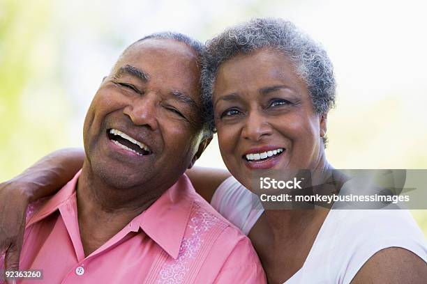 Senior Couple Relaxing Outside Stock Photo - Download Image Now - African-American Ethnicity, Senior Adult, Senior Men