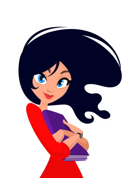 Vector illustration of Vector illustration of young woman cartoon. Easy-edit layered vector