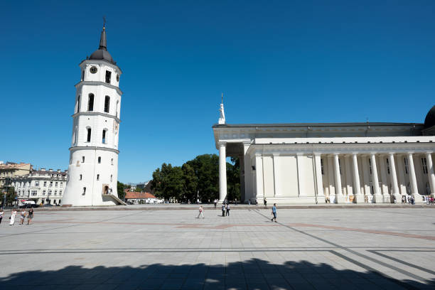 Cathedral Bell Tower 03 July 2015 Vilnius Lithuanian stock photo