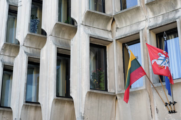 Lithuanian Flag on Building  03 July 2015 stock photo