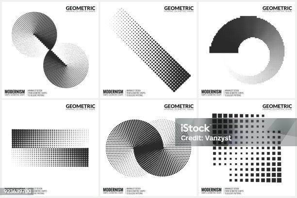 Universal Halftone Geometric Shapes For Design Stock Illustration - Download Image Now - Square - Composition, Pattern, Circle