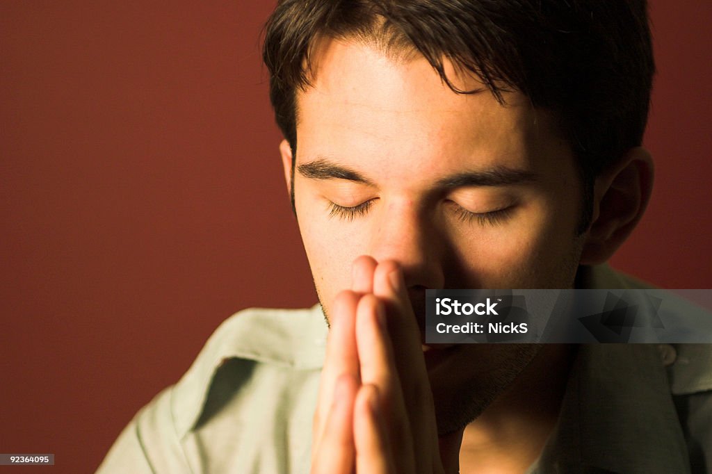 Man Praying  Adult Stock Photo