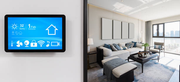 smart home system on intelligence screen with background