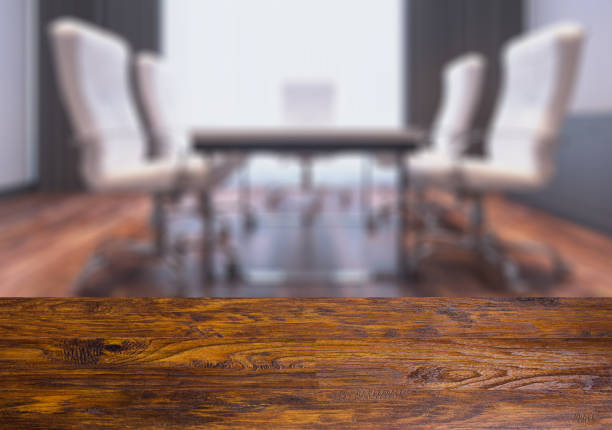istock Modern office Cabinet. Meeting room.   Wooden table. 923644652