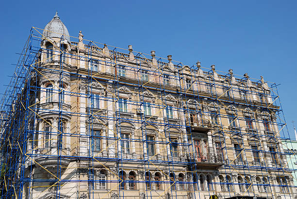 istock Extensive scaffolding on a building in downtown 92364584