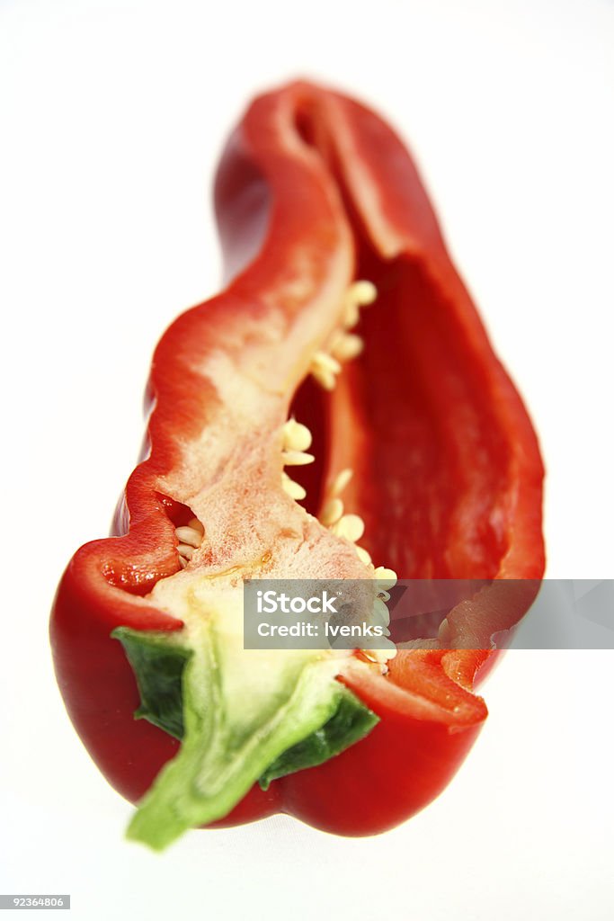 Cibo vegetale fettine di Peperone rosso bell punta - Foto stock royalty-free di Baccello - Stadio di crescita floreale