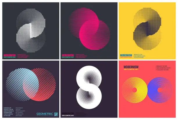 Vector illustration of Simplicity Geometric Design Set Clean Lines and Forms