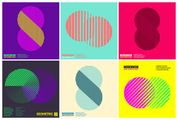 Simplicity Geometric Design Set Clean Lines and Forms Simplicity Geometric Design Set Clean Lines and Forms In multi colors and gradient circle illustrations stock illustrations