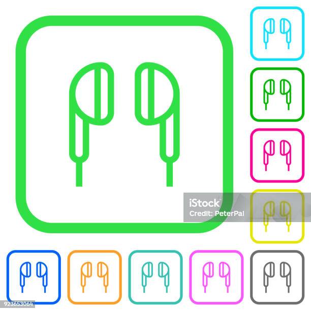 Earphone Vivid Colored Flat Icons Stock Illustration - Download Image Now - Amplifier, Arts Culture and Entertainment, Border - Frame