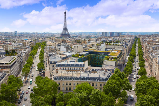 istock Paris Eiffel tower ands kyline aerial France 923657008