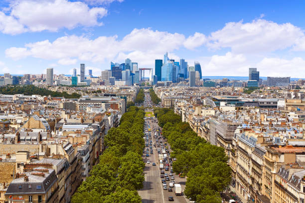 istock Paris skyline Champs Elysees and La Defense 923659592