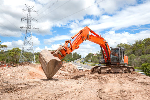 Excavator Motorway Construction stock photo