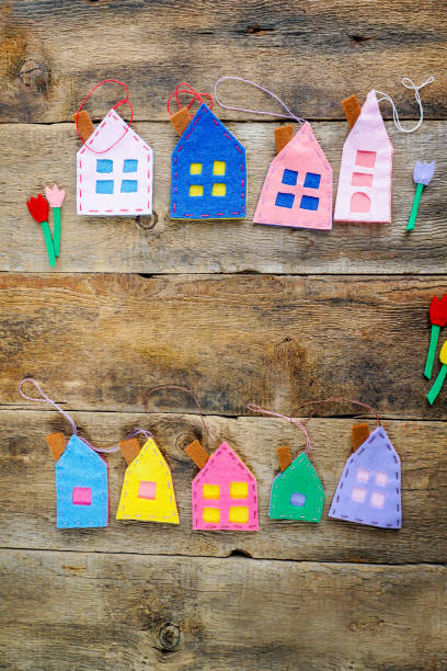 istock Spring background with handmade little houses 923663474
