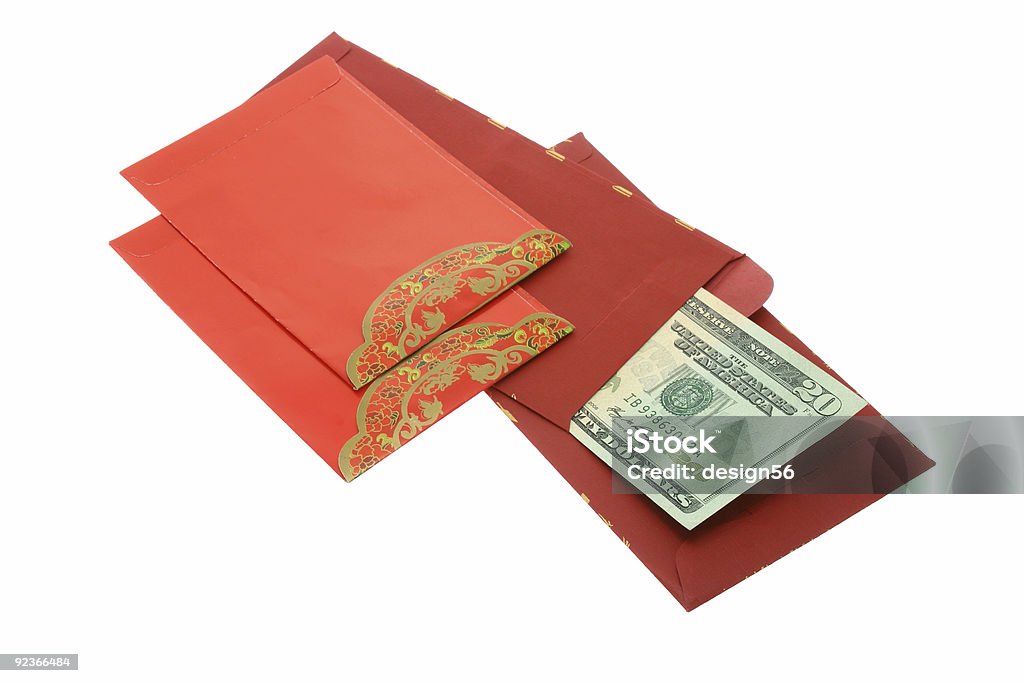 Chinese New Year red packets and US dollars  Celebration Stock Photo