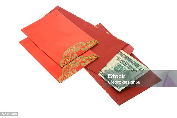 Chinese New Year Red Packets And Us Dollars Stock Photo - Download Image Now - Celebration, Chinese Culture, Chinese New Year