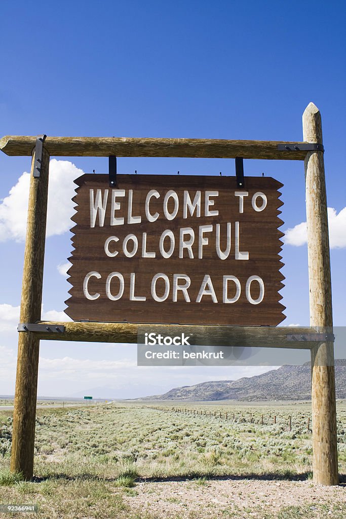 Welcome to Colorado sign  Agricultural Field Stock Photo