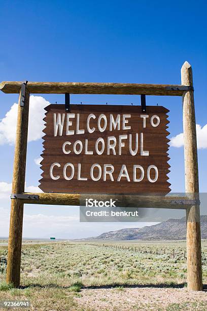 Welcome To Colorado Sign Stock Photo - Download Image Now - Agricultural Field, Blue, Color Image