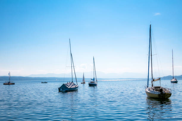 Sailing on Lake Starnberger See, Upper-Bavaria, Germany
