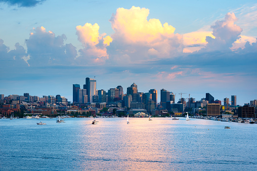 Aerial Portland Downtown, Oregon, United States