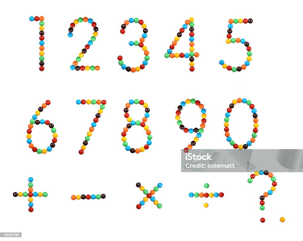 candy chocolate numbers - 130MP Numbers made from chocolate buttons.   Blue Stock Photo