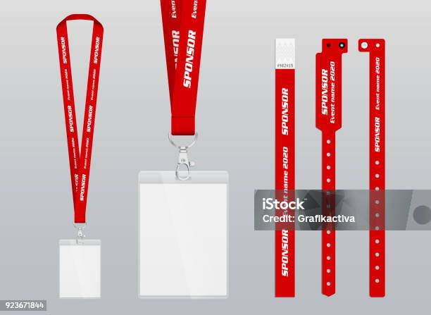 Vector Illustration Of Lanyard And Bracelets For Identification And Access To Events Security And Control Elements Stock Illustration - Download Image Now