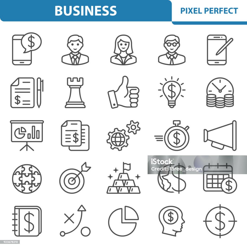 Business Icons Professional, pixel perfect icons depicting various business, investment and finance concepts. Financial Advisor stock vector