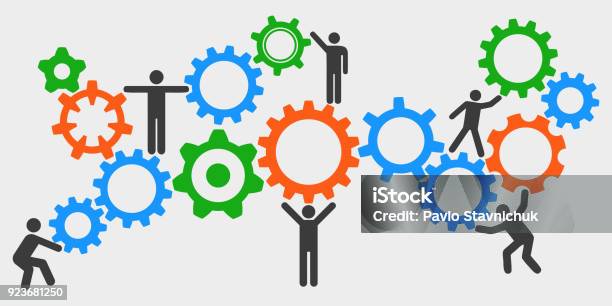 Concept Teamwork Staff Partnership For Stock Stock Illustration - Download Image Now - Teamwork, Gear - Mechanism, Occupation