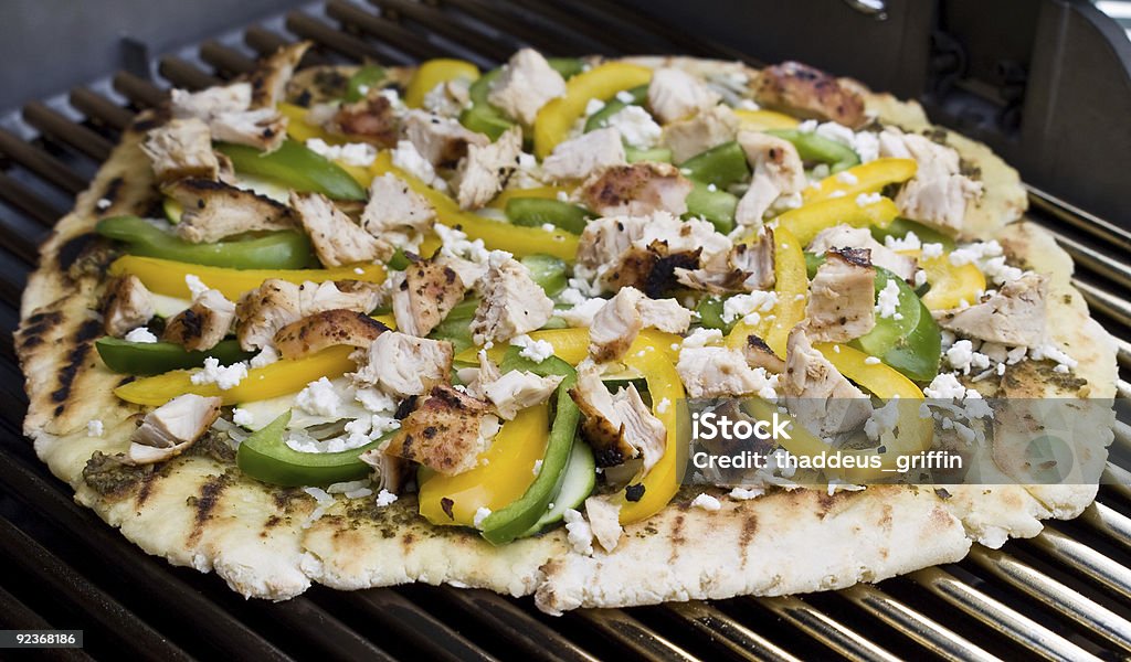 Gourmet Barbecued Pizza - Mediterranean Style  Pizza Stock Photo