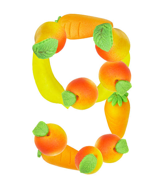 FRUITS　No.9 Alphabet From Fruit The Number 9 Stock Photo - Download Image Now