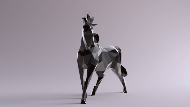 istock Black Unicorn made out of triangles 923686628