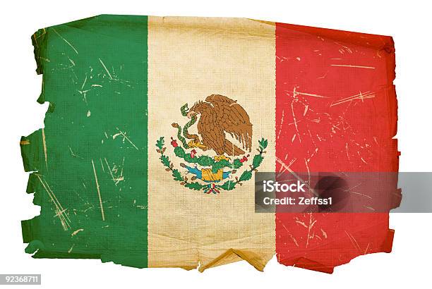 Messico Bandiera Vecchia Isolato Su Sfondo Bianco - Fotografie stock e altre immagini di Bandiera del Messico