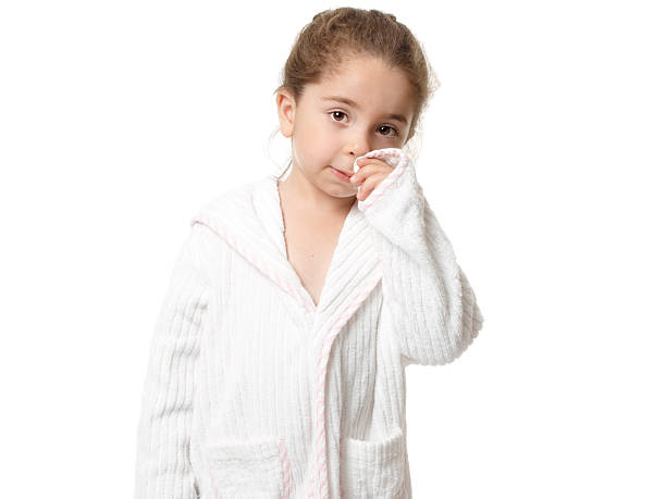istock Pretty little girl in bathrobe 92368736