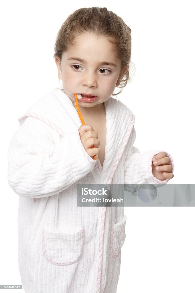 Menina escovar os dentes-de cuidado dentário - Foto de stock de Bem-estar royalty-free