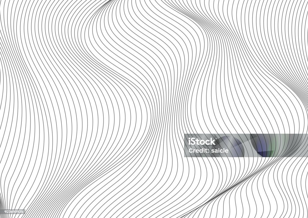 Abstract grey curved waves refraction vector background Abstract grey 3d curved waves refraction geometric background. Vector tech design Single Line stock vector