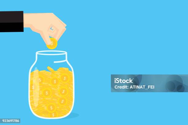 Hands Saving Money For Business Finance Stock Illustration - Download Image Now - Savings, Investment, Jar