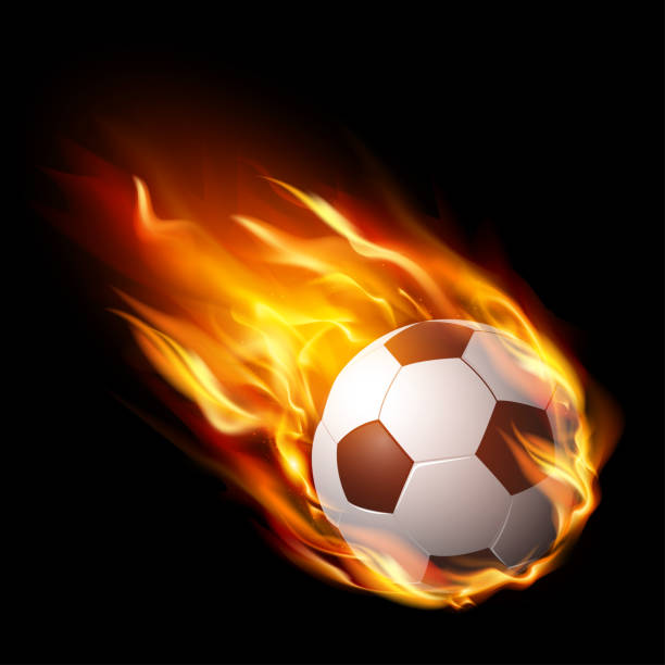 Soccer ball in fire, hot football match – stock vector Soccer ball in fire, hot football match – stock vector ball of fire stock illustrations