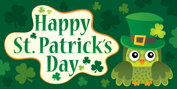 happy st patricks day temat 9 - owl clover stock illustrations