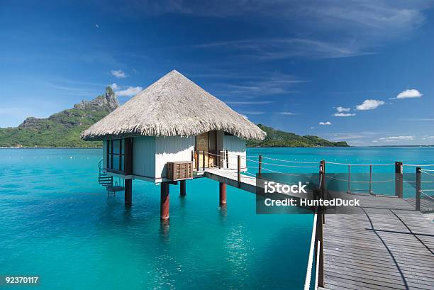 Sunny Bungalow In French Polynesia Vacation Stock Photo - Download Image Now - Beach, Bora Bora, Bungalow