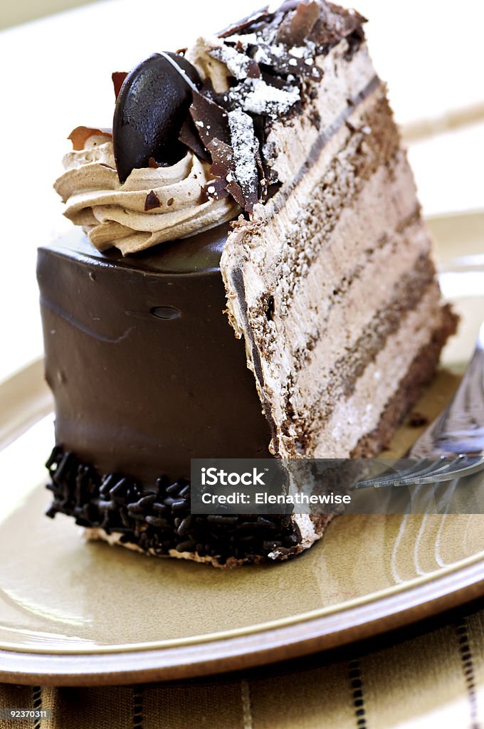 Slice of chocolate cake  Baked Stock Photo