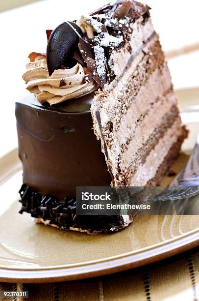 Slice Of Chocolate Cake Stock Photo - Download Image Now - Baked, Brown, Cake